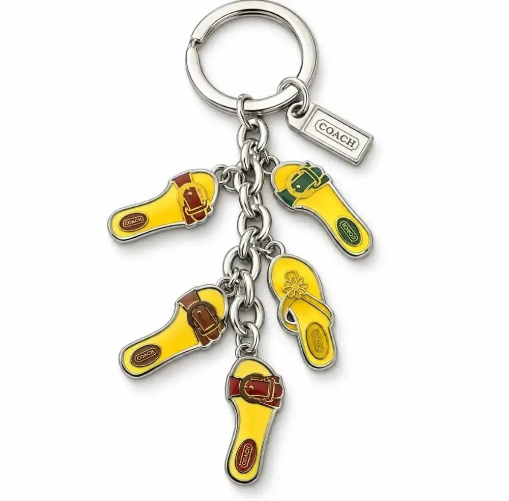 Vintage Coach Yellow Enamel Sandal Flip Flop Charm Keychain Bag Charm Y2K Rare